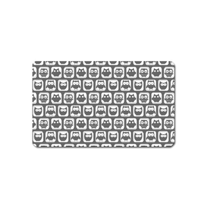 Gray And White Owl Pattern Magnet (Name Card)