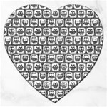 Gray And White Owl Pattern Jigsaw Puzzle (Heart) Front