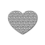 Gray And White Owl Pattern Rubber Coaster (Heart)  Front