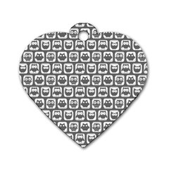 Gray And White Owl Pattern Dog Tag Heart (one Side)