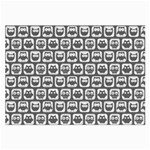 Gray And White Owl Pattern Large Glasses Cloth (2-Side) Front