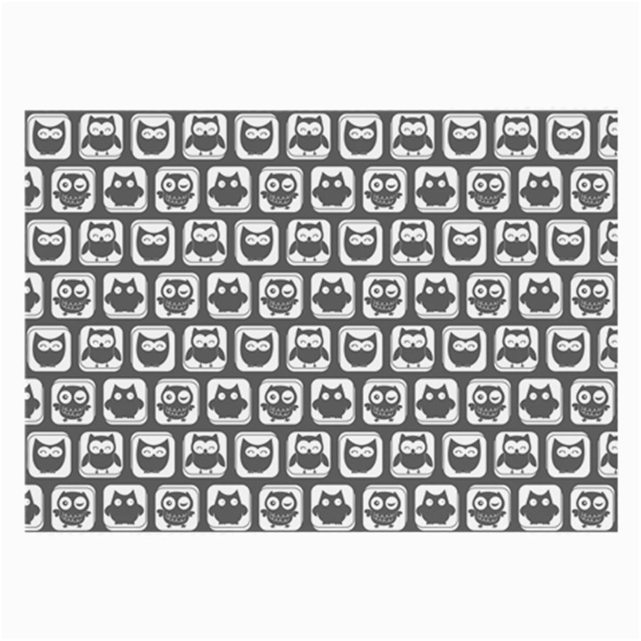 Gray And White Owl Pattern Large Glasses Cloth (2-Side)