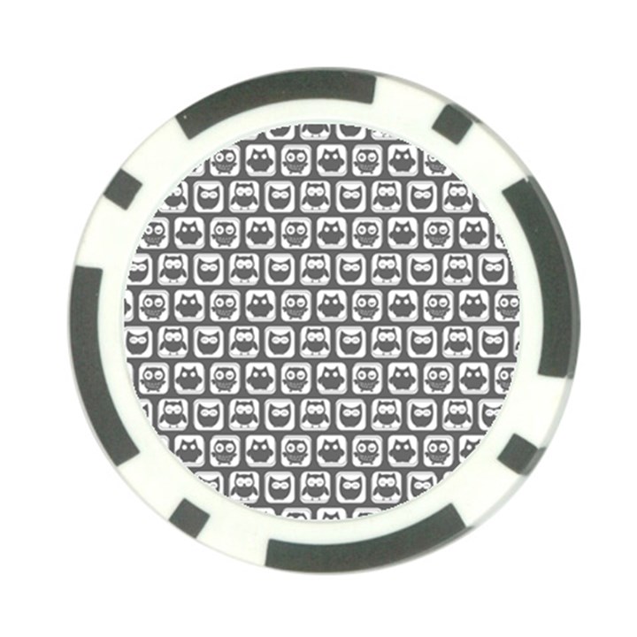 Gray And White Owl Pattern Poker Chip Card Guards (10 pack) 