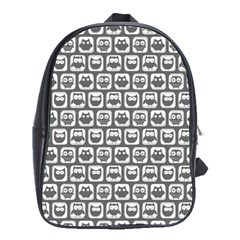 Gray And White Owl Pattern School Bags(large)  by GardenOfOphir