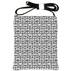 Gray And White Owl Pattern Shoulder Sling Bags