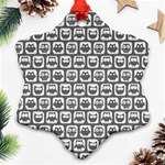 Gray And White Owl Pattern Ornament (Snowflake)  Front