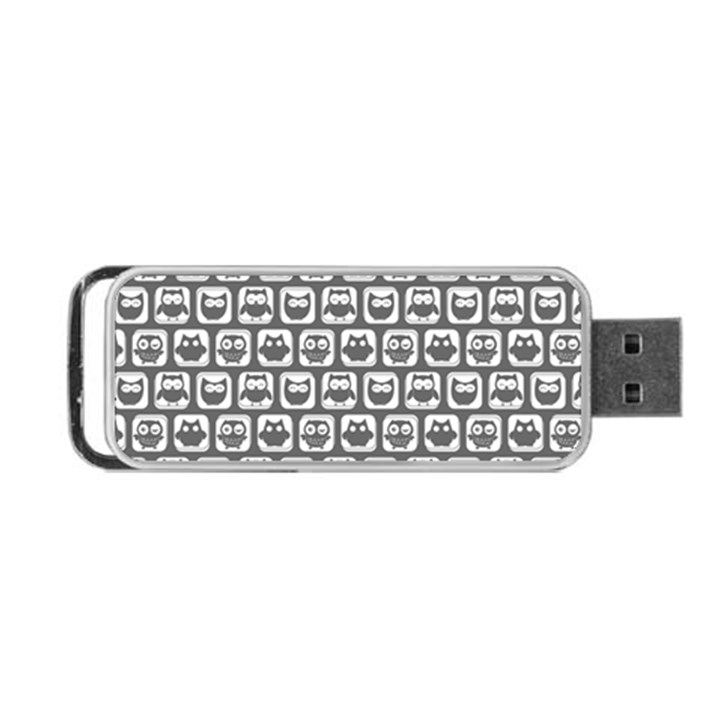 Gray And White Owl Pattern Portable USB Flash (One Side)