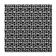 Black And White Owl Pattern Tile Coasters