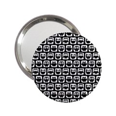 Black And White Owl Pattern 2 25  Handbag Mirrors by GardenOfOphir