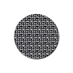 Black And White Owl Pattern Rubber Coaster (round) 