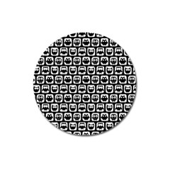 Black And White Owl Pattern Magnet 3  (round) by GardenOfOphir