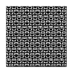 Black And White Owl Pattern Face Towel by GardenOfOphir