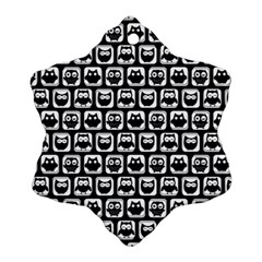 Black And White Owl Pattern Snowflake Ornament (2-side) by GardenOfOphir