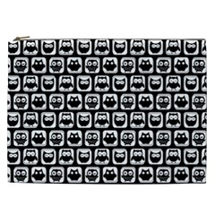 Black And White Owl Pattern Cosmetic Bag (xxl)  by GardenOfOphir