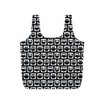 Black And White Owl Pattern Full Print Recycle Bags (S)  Front