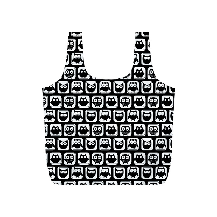 Black And White Owl Pattern Full Print Recycle Bags (S) 