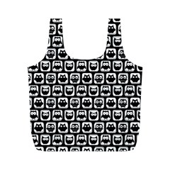 Black And White Owl Pattern Full Print Recycle Bags (m)  by GardenOfOphir