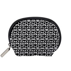 Black And White Owl Pattern Accessory Pouches (small) 