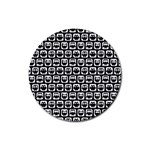 Black And White Owl Pattern Rubber Coaster (Round)  Front