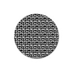 Black And White Owl Pattern Magnet 3  (Round) Front