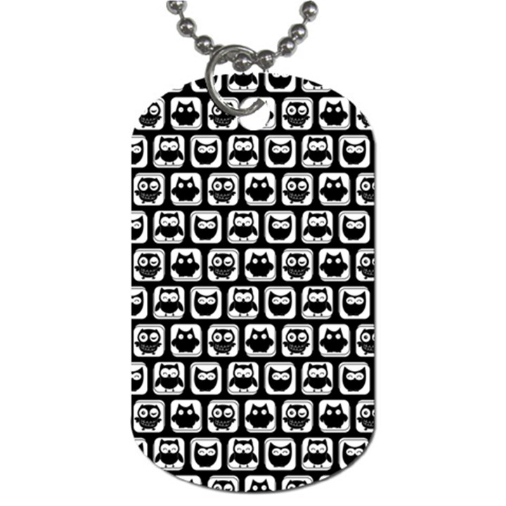 Black And White Owl Pattern Dog Tag (Two Sides)