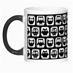 Black And White Owl Pattern Morph Mugs by GardenOfOphir