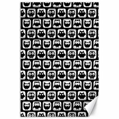 Black And White Owl Pattern Canvas 12  X 18  