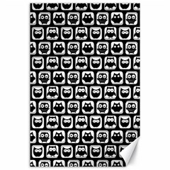 Black And White Owl Pattern Canvas 24  X 36 