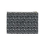 Black And White Owl Pattern Cosmetic Bag (Medium)  Back