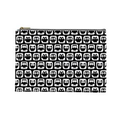 Black And White Owl Pattern Cosmetic Bag (large)  by GardenOfOphir