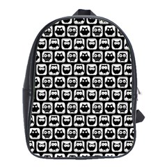 Black And White Owl Pattern School Bags(large)  by GardenOfOphir