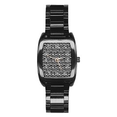 Black And White Owl Pattern Stainless Steel Barrel Watch by GardenOfOphir