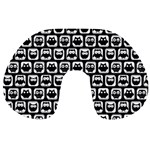 Black And White Owl Pattern Travel Neck Pillows Front