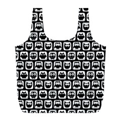 Black And White Owl Pattern Full Print Recycle Bags (l)  by GardenOfOphir