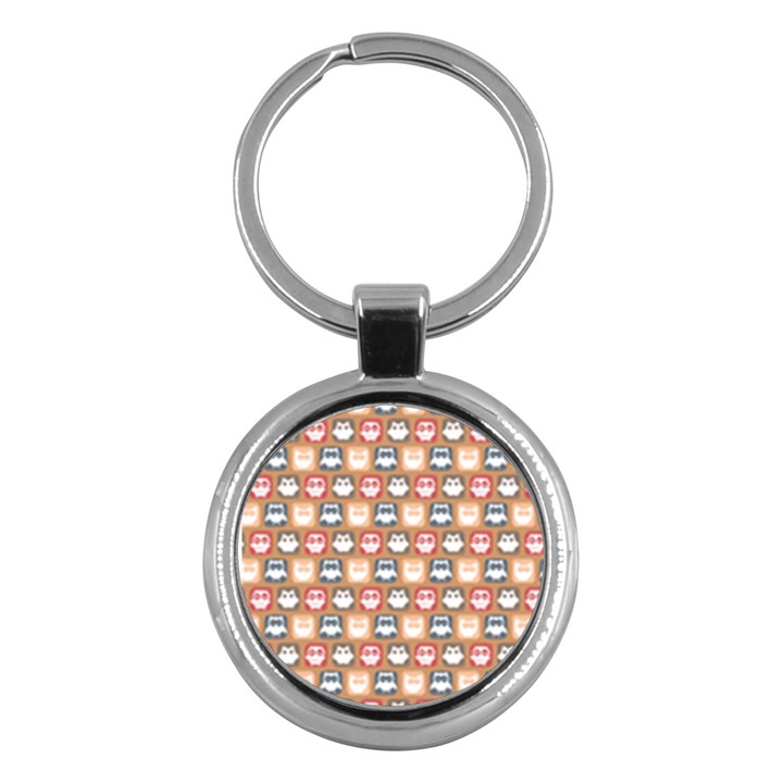 Colorful Whimsical Owl Pattern Key Chains (Round) 