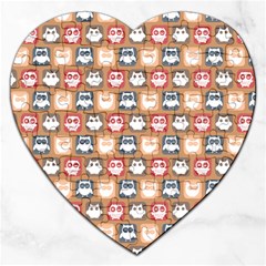 Colorful Whimsical Owl Pattern Jigsaw Puzzle (heart) by GardenOfOphir