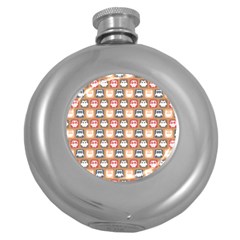 Colorful Whimsical Owl Pattern Round Hip Flask (5 Oz) by GardenOfOphir