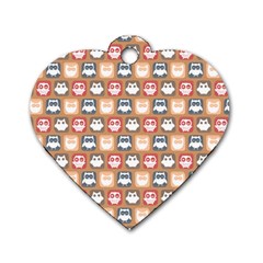 Colorful Whimsical Owl Pattern Dog Tag Heart (two Sides) by GardenOfOphir