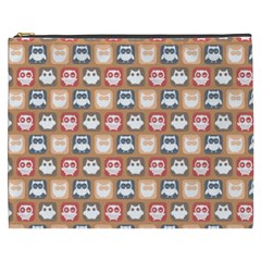 Colorful Whimsical Owl Pattern Cosmetic Bag (xxxl)  by GardenOfOphir