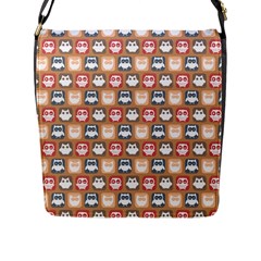 Colorful Whimsical Owl Pattern Flap Messenger Bag (l) 