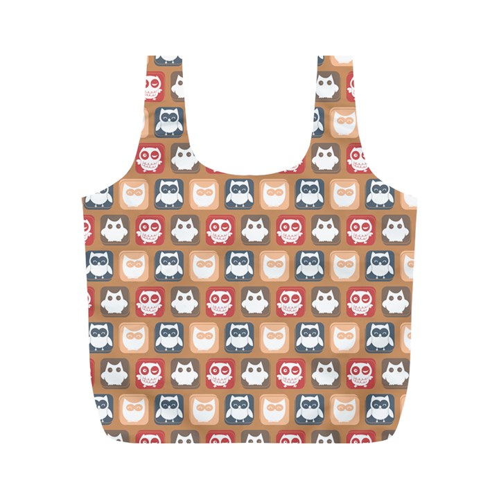 Colorful Whimsical Owl Pattern Full Print Recycle Bags (M) 