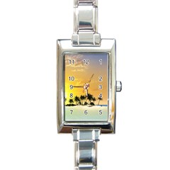 Beautiful Island In The Sunset Rectangle Italian Charm Watches