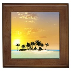 Beautiful Island In The Sunset Framed Tiles