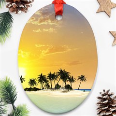 Beautiful Island In The Sunset Ornament (oval) 