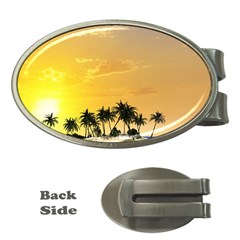 Beautiful Island In The Sunset Money Clips (oval) 