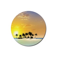 Beautiful Island In The Sunset Rubber Round Coaster (4 Pack) 