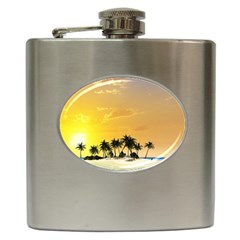 Beautiful Island In The Sunset Hip Flask (6 Oz) by FantasyWorld7