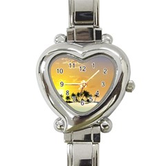 Beautiful Island In The Sunset Heart Italian Charm Watch