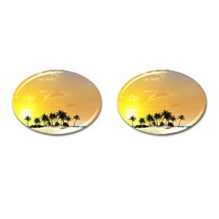 Beautiful Island In The Sunset Cufflinks (Oval)