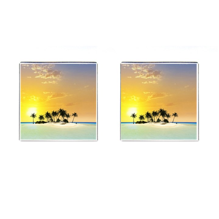 Beautiful Island In The Sunset Cufflinks (Square)